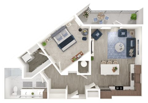 Floor plan for 1 bed, 1 bath, 813 sqft
